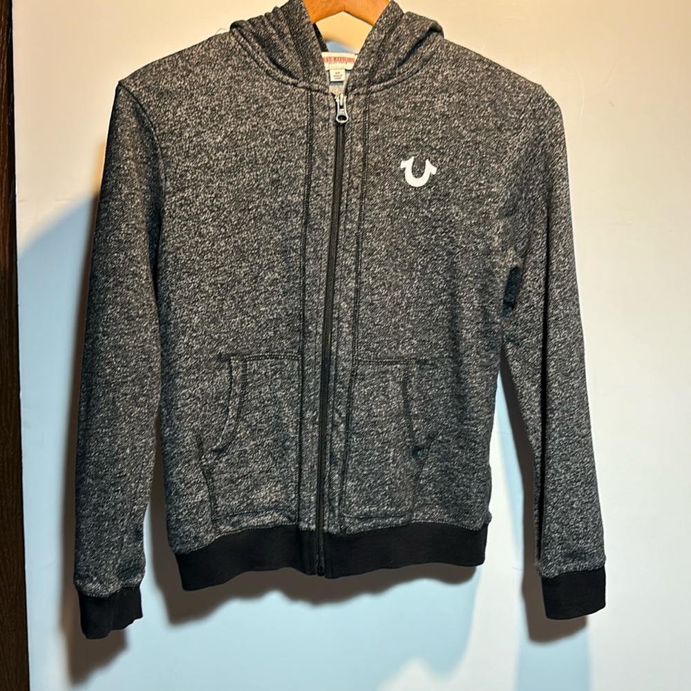 True Religion Full Zip Black Hoodie Size S